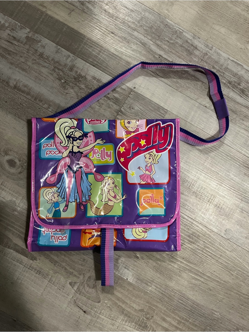 Polly Pocket Vinyl Tri-Fold Shoulder Bag Doll & Accessories Travel Organizer